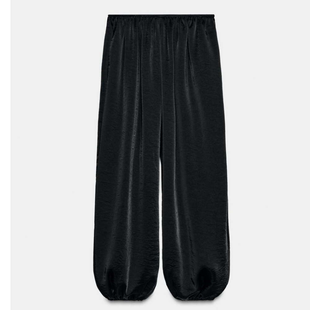 Zara Satin Effect Balloon Pants Black Size L - Picture 9 of 11
